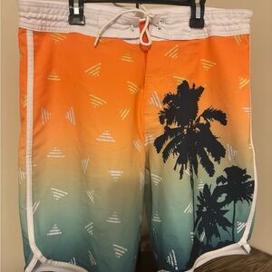 Old Navy Size 32 Orange and Green Board Shorts